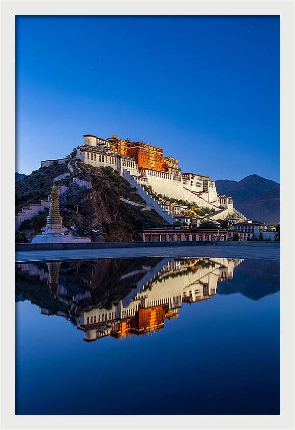 Potala Palace Reflected In Blue Hour