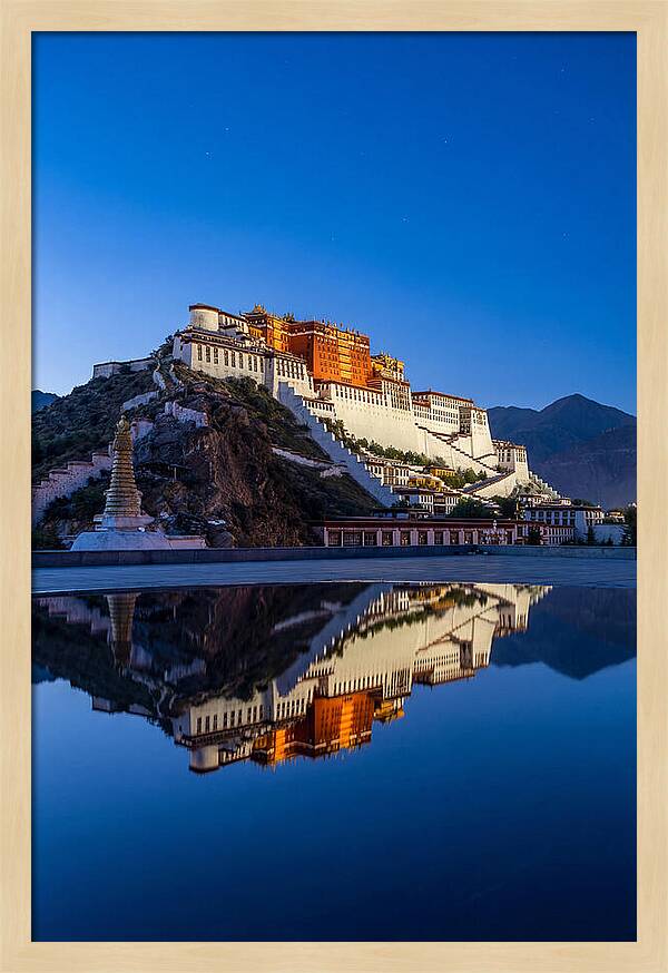 Potala Palace Reflected In Blue Hour