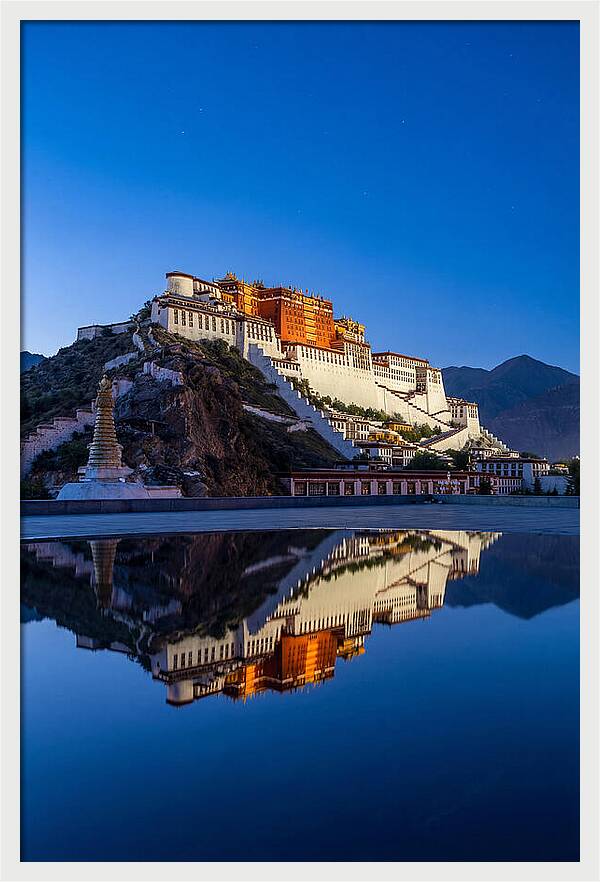 Potala Palace Reflected In Blue Hour