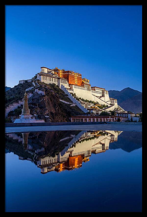 Potala Palace Reflected In Blue Hour