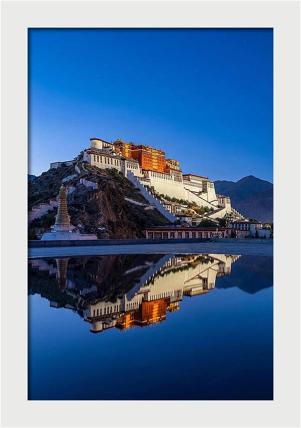 Potala Palace Reflected In Blue Hour