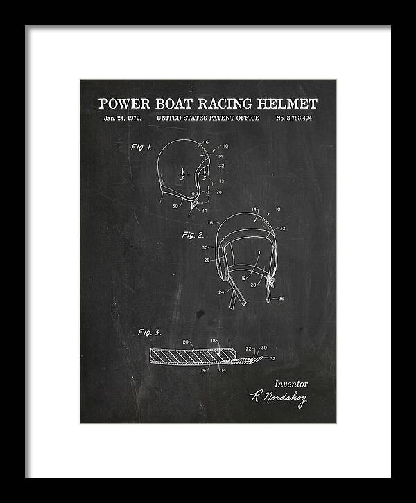 Power Boat Racing Helmet Chalkboard Patent Us3763494a