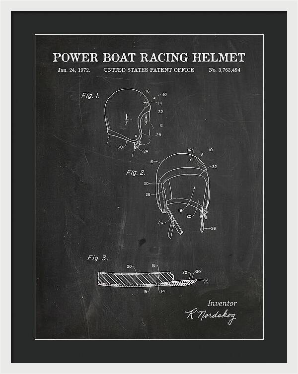 Power Boat Racing Helmet Chalkboard Patent Us3763494a