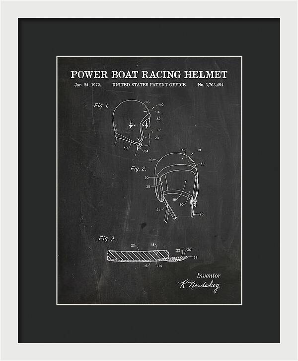 Power Boat Racing Helmet Chalkboard Patent Us3763494a