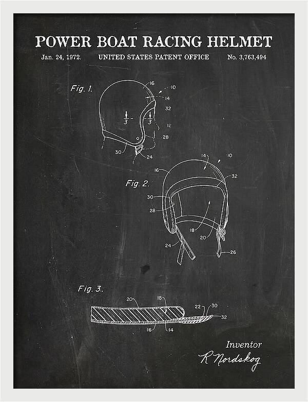 Power Boat Racing Helmet Chalkboard Patent Us3763494a
