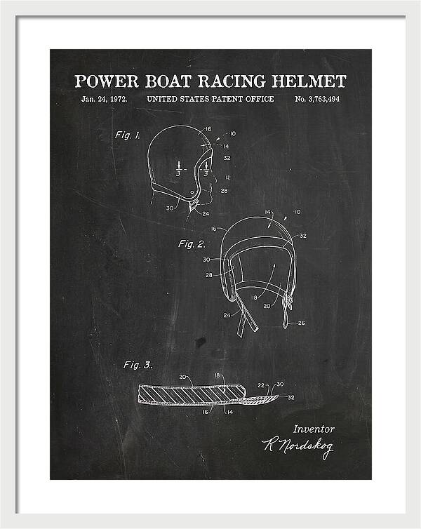 Power Boat Racing Helmet Chalkboard Patent Us3763494a