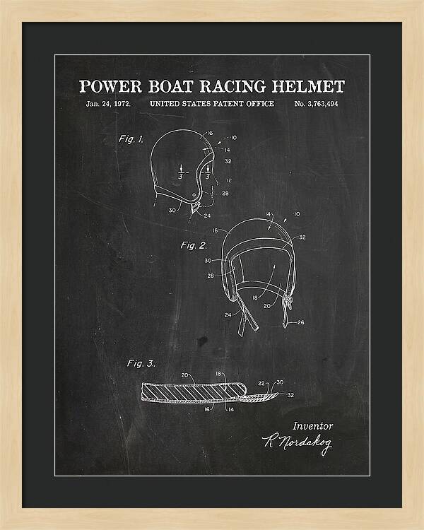 Power Boat Racing Helmet Chalkboard Patent Us3763494a