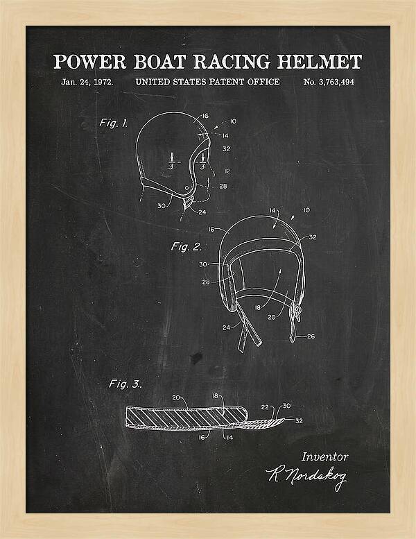 Power Boat Racing Helmet Chalkboard Patent Us3763494a