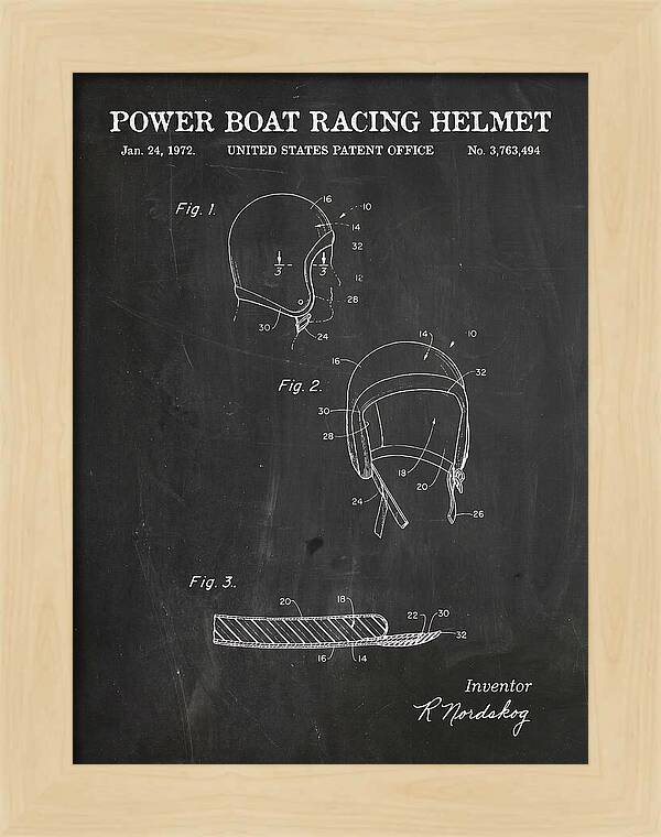 Power Boat Racing Helmet Chalkboard Patent Us3763494a