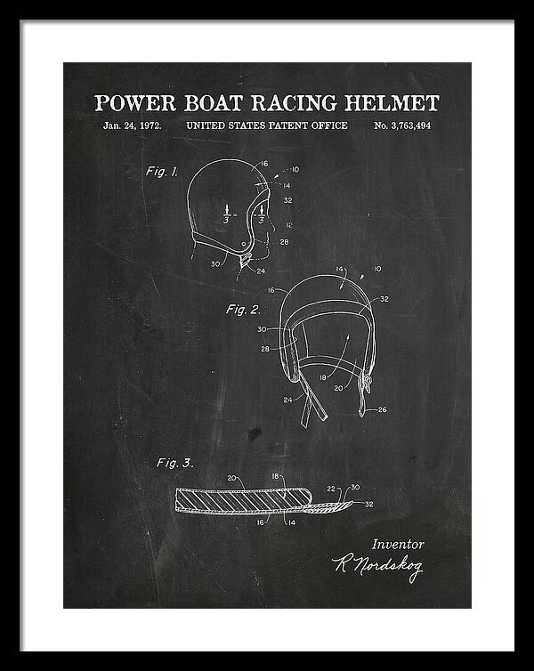 Power Boat Racing Helmet Chalkboard Patent Us3763494a