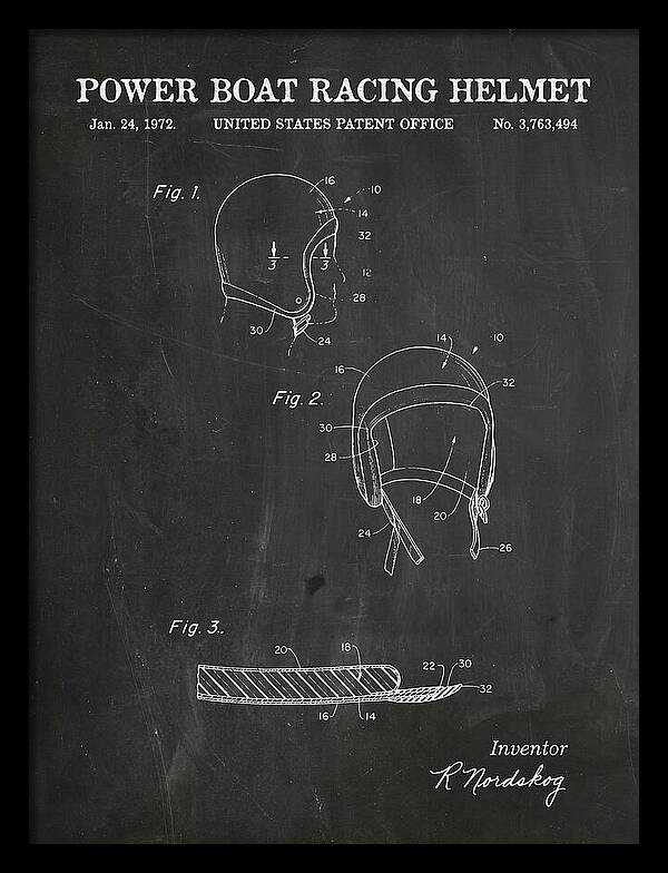 Power Boat Racing Helmet Chalkboard Patent Us3763494a