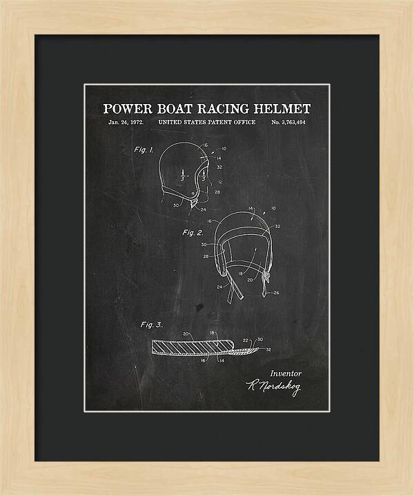 Power Boat Racing Helmet Chalkboard Patent Us3763494a