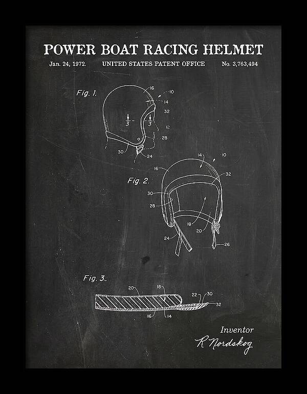 Power Boat Racing Helmet Chalkboard Patent Us3763494a