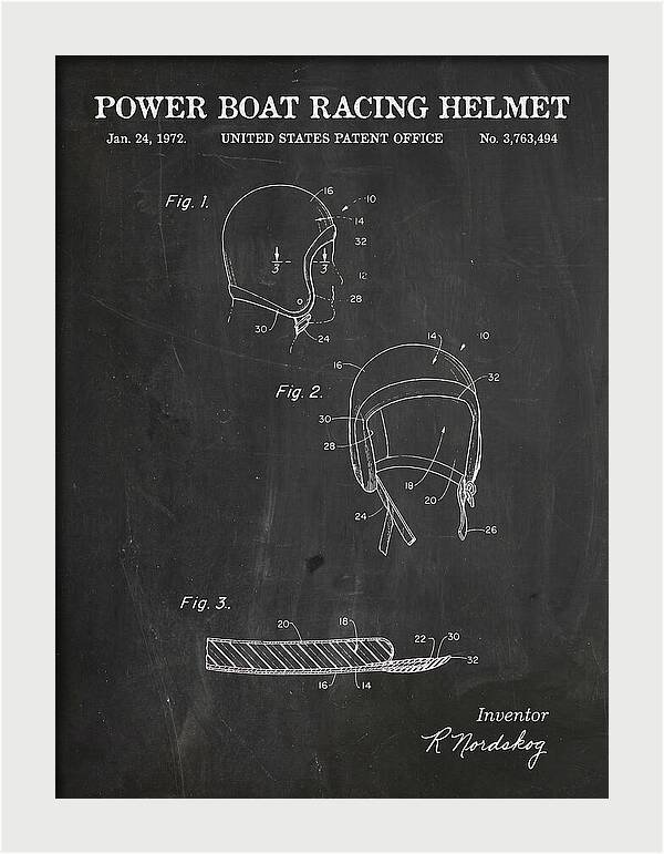 Power Boat Racing Helmet Chalkboard Patent Us3763494a