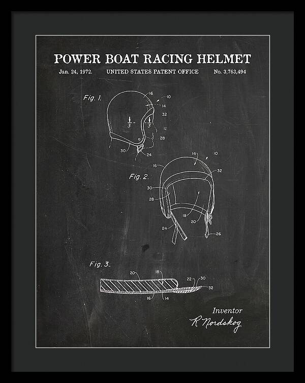 Power Boat Racing Helmet Chalkboard Patent Us3763494a