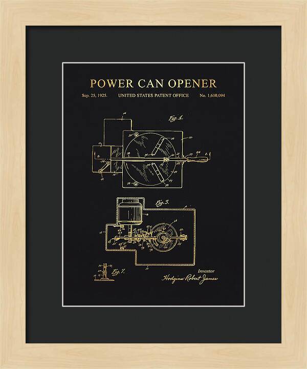 Power Can Opener Gold Patent Us1610094a