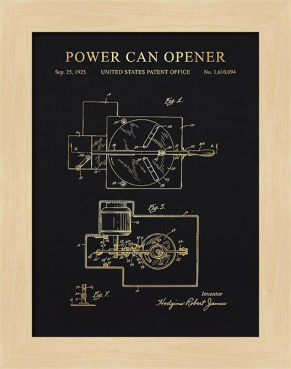 Power Can Opener Gold Patent Us1610094a