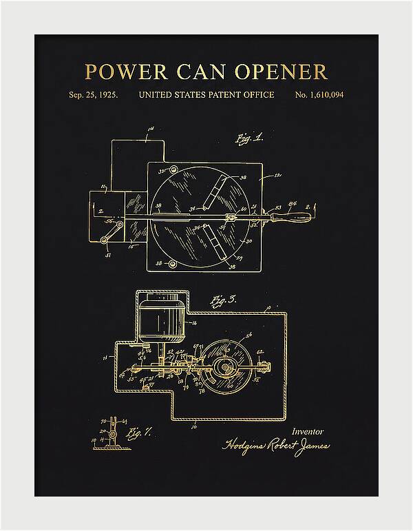 Power Can Opener Gold Patent Us1610094a