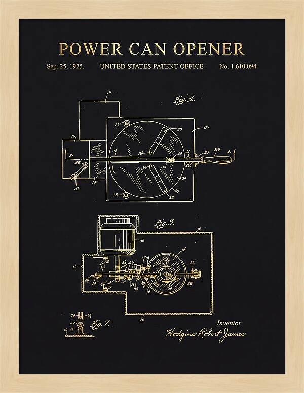 Power Can Opener Gold Patent Us1610094a