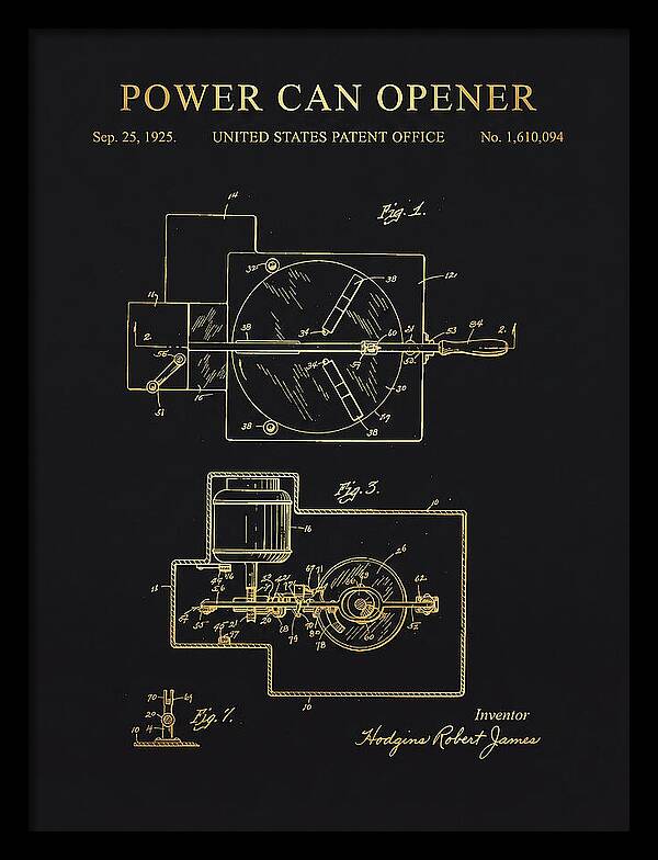 Power Can Opener Gold Patent Us1610094a