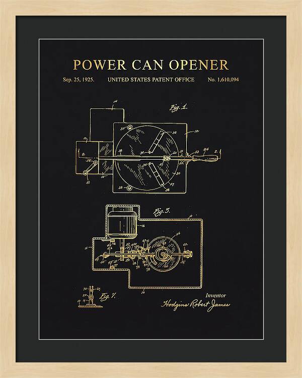 Power Can Opener Gold Patent Us1610094a