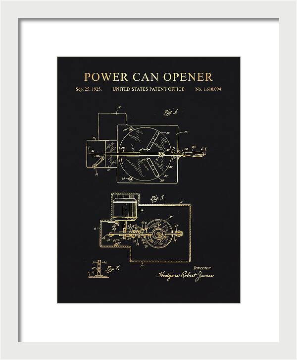Power Can Opener Gold Patent Us1610094a