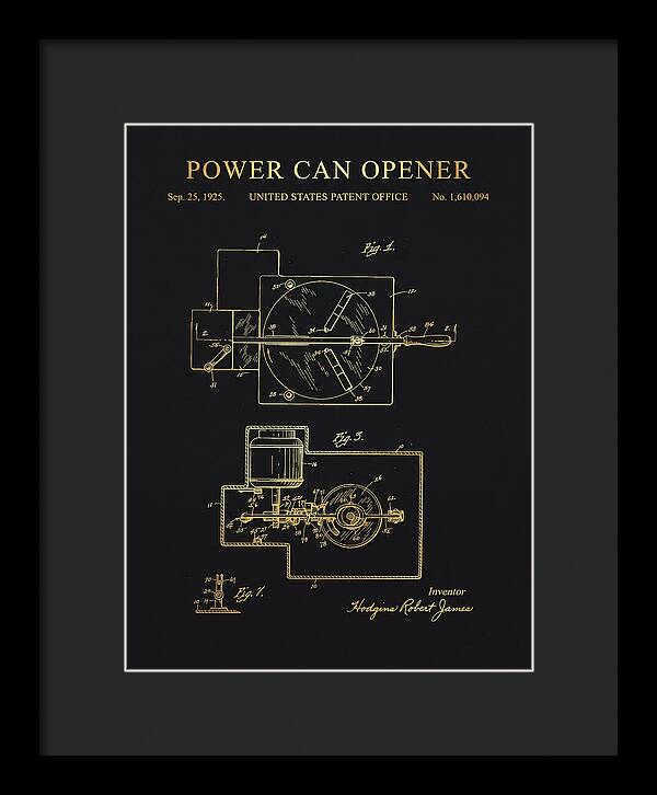 Power Can Opener Gold Patent Us1610094a