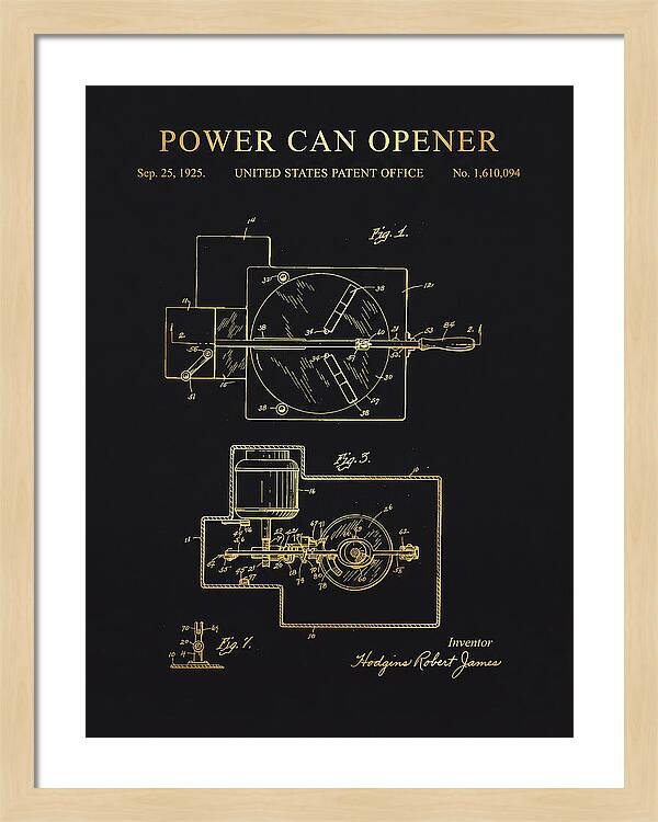 Power Can Opener Gold Patent Us1610094a