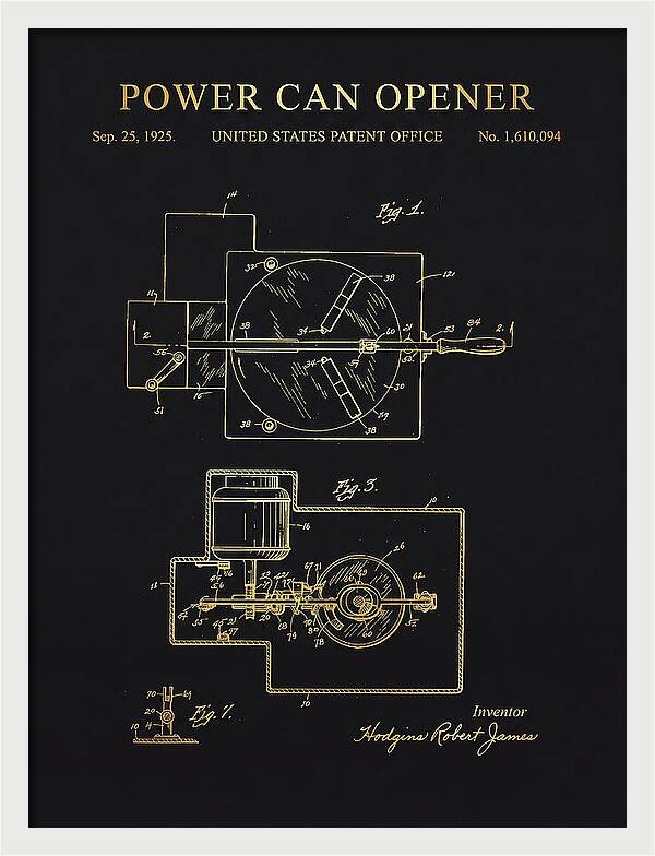 Power Can Opener Gold Patent Us1610094a