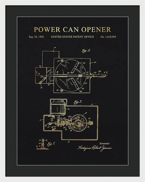 Power Can Opener Gold Patent Us1610094a