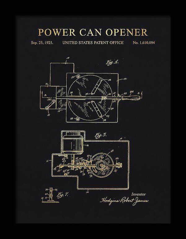 Power Can Opener Gold Patent Us1610094a