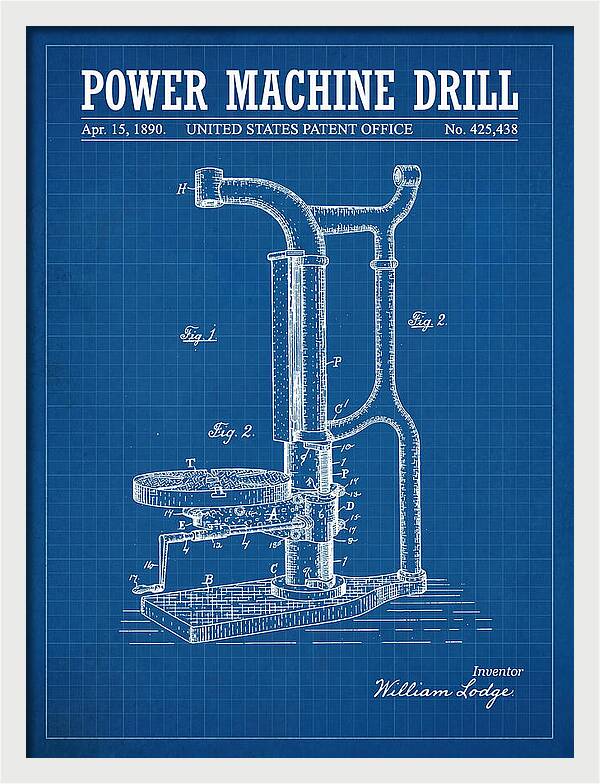 Power Machine Drill Blueprint Patent Us425438a