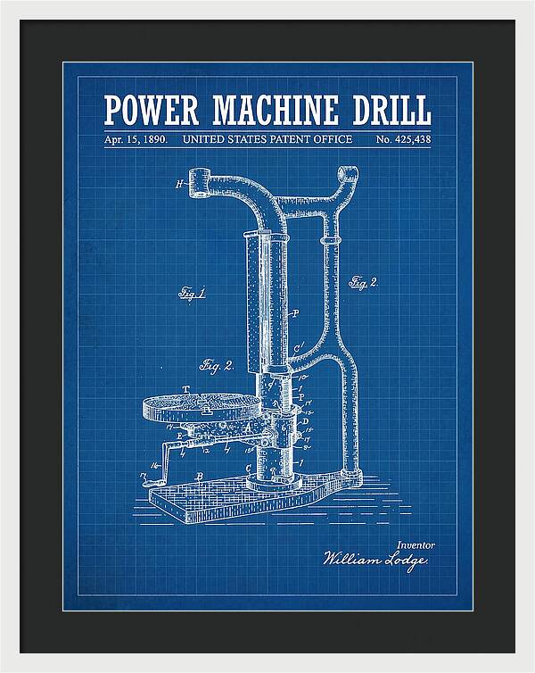Power Machine Drill Blueprint Patent Us425438a
