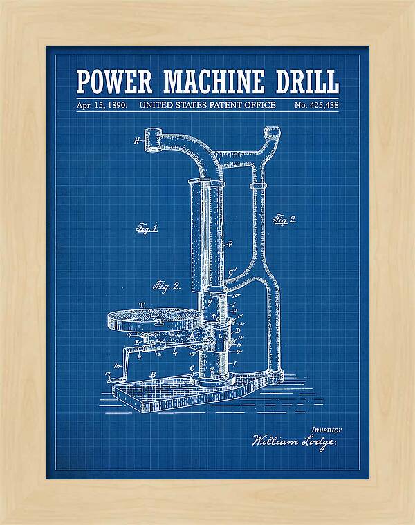 Power Machine Drill Blueprint Patent Us425438a