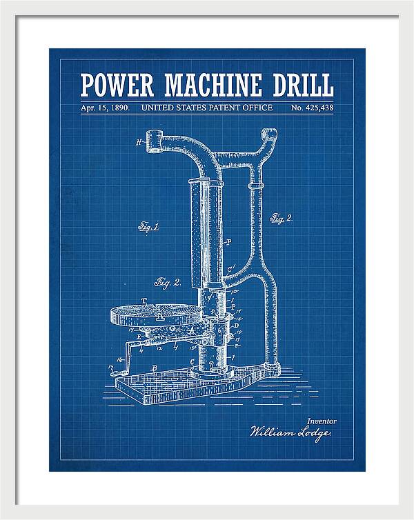 Power Machine Drill Blueprint Patent Us425438a