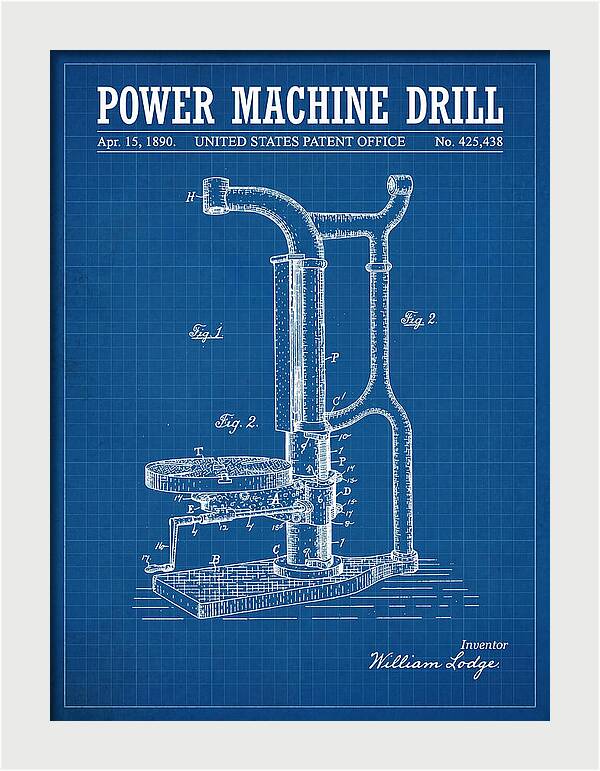 Power Machine Drill Blueprint Patent Us425438a
