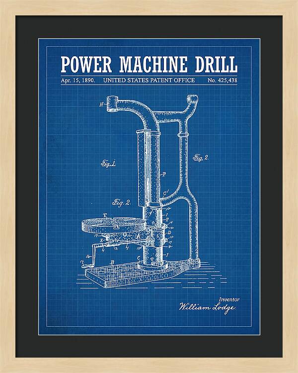 Power Machine Drill Blueprint Patent Us425438a