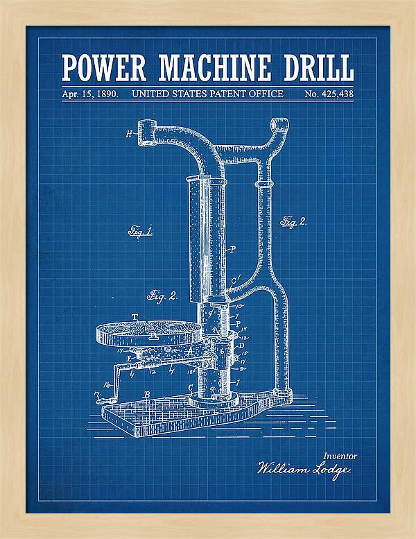 Power Machine Drill Blueprint Patent Us425438a