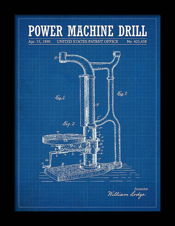 Power Machine Drill Blueprint Patent Us425438a