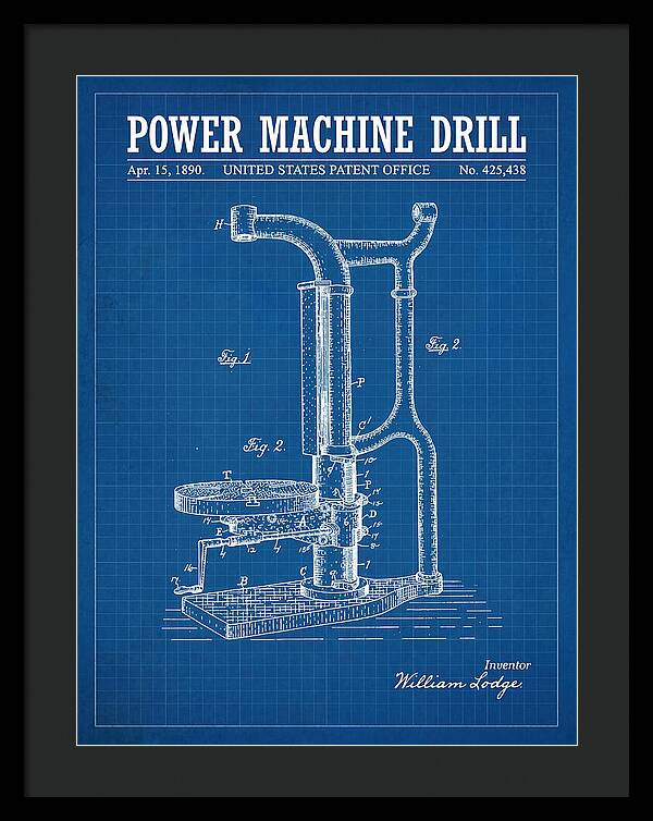 Power Machine Drill Blueprint Patent Us425438a