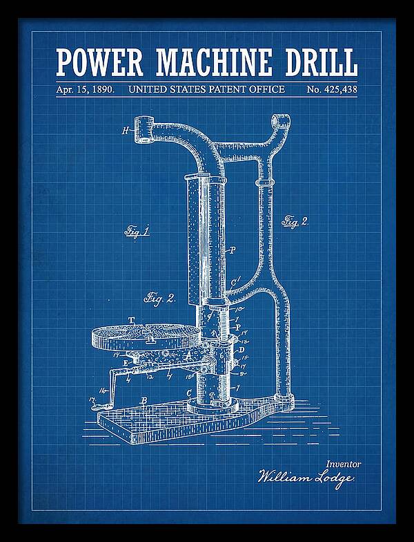 Power Machine Drill Blueprint Patent Us425438a