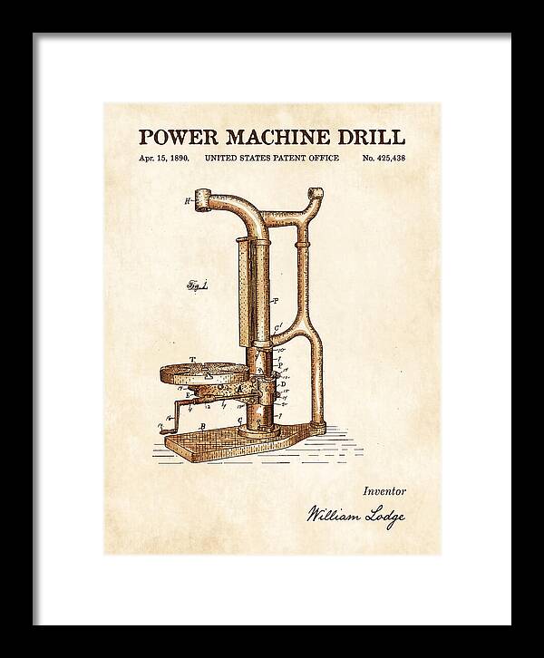 Power Machine Drill Watercolor Patent Us425438a