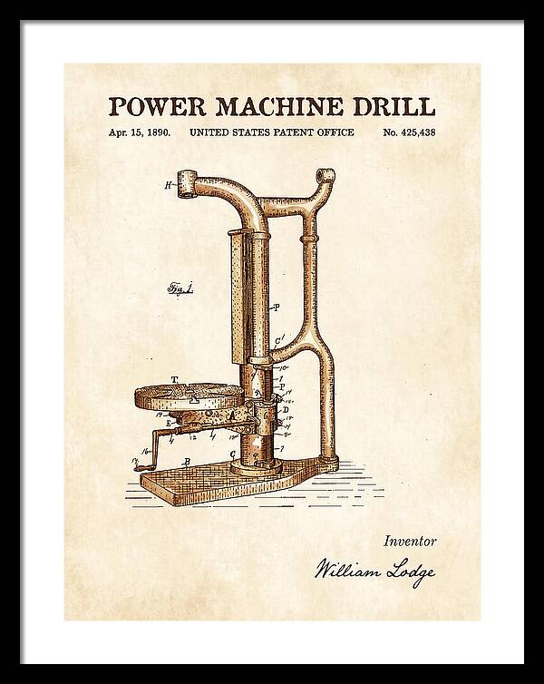 Power Machine Drill Watercolor Patent Us425438a