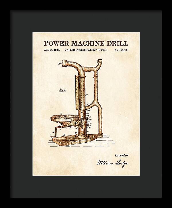 Power Machine Drill Watercolor Patent Us425438a