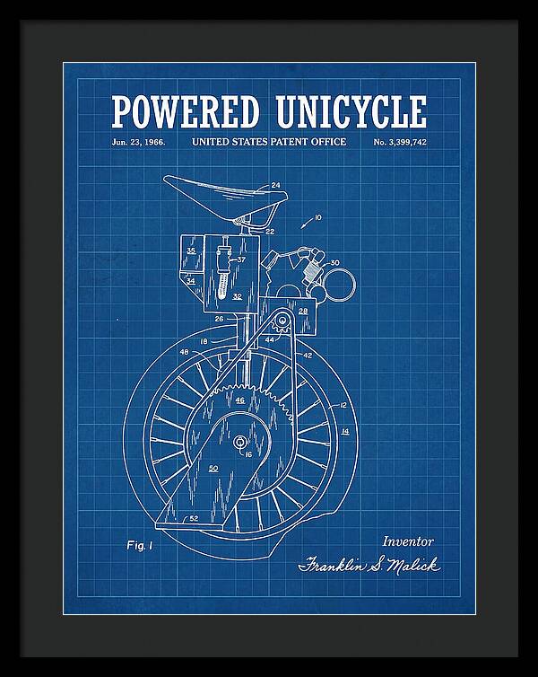 Powered Unicycle Blueprint Patent Us3399742a