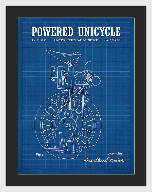 Powered Unicycle Blueprint Patent Us3399742a