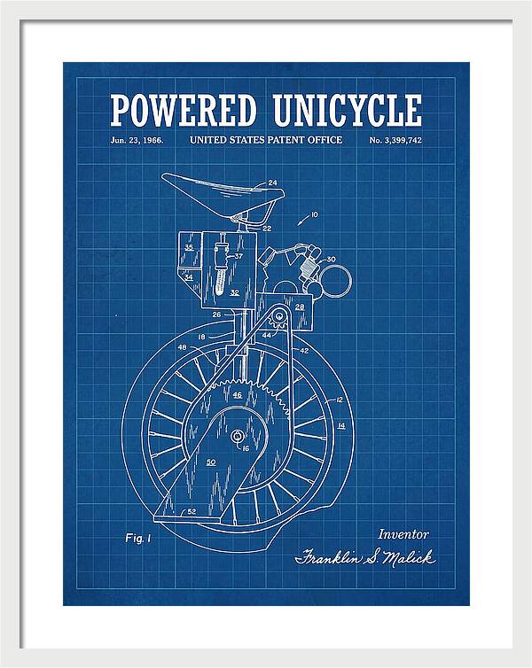 Powered Unicycle Blueprint Patent Us3399742a