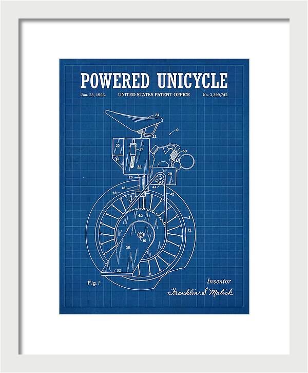 Powered Unicycle Blueprint Patent Us3399742a