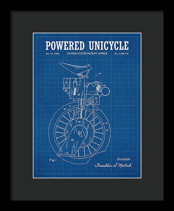 Powered Unicycle Blueprint Patent Us3399742a