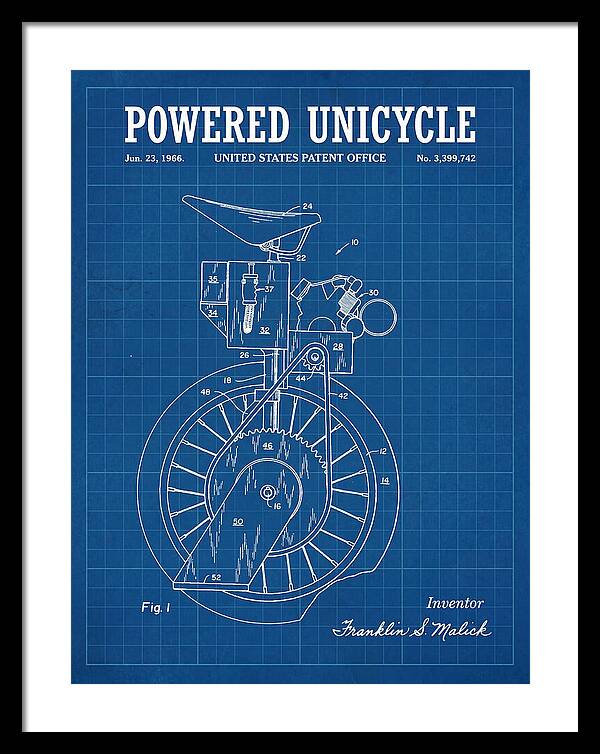 Powered Unicycle Blueprint Patent Us3399742a